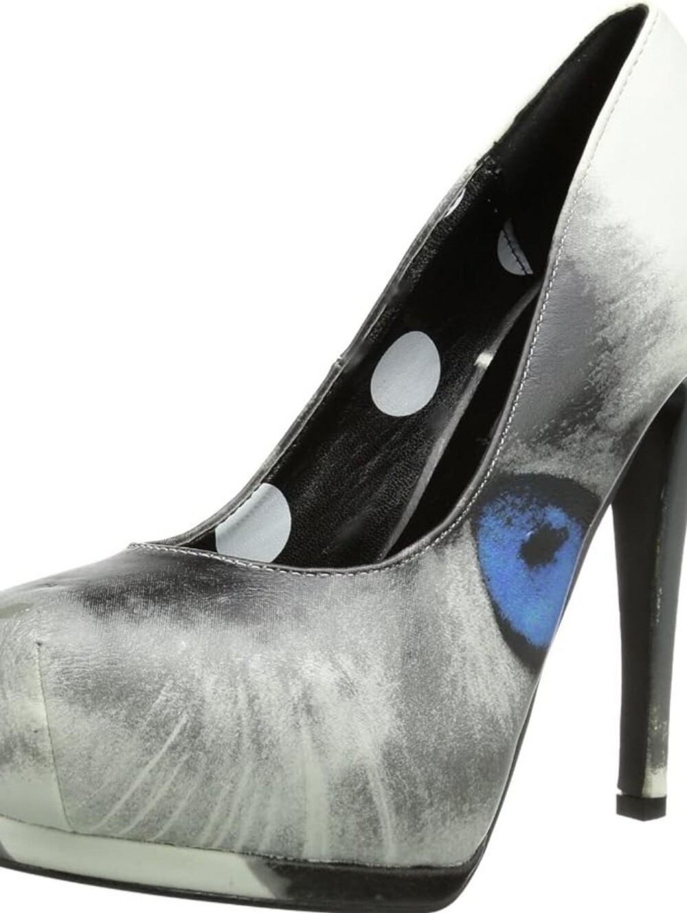 Iron Fist Kitty Cat Eye Platform Pumps Blue Eye Polka Dot Gray Alt Size 8